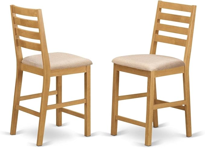 East West Furniture JACF3-OAK-C 3 Piece Kitchen Counter Height Dining Table Set - Image 3