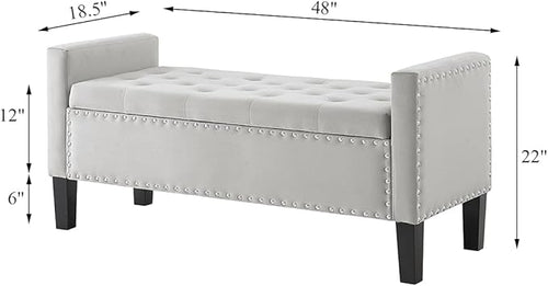 24KF Velvet Modern Upholstered Tufted Button Storage Bench - Image 2