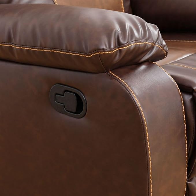 Manual Breathing Leather Reclining Sofa, Comfortable Wide Lazy Leather Couch - Image 4