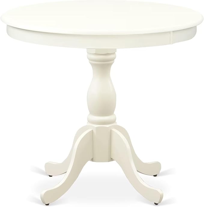 East West Furniture AMIP3-LWH-W 3 Piece Dining Room Table Set Contains a Round - Image 5