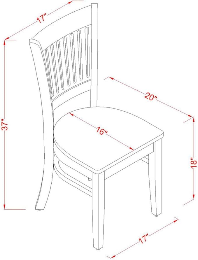 East West Furniture DLVA3-BLK-W 3 Piece Dinette Set - Image 6