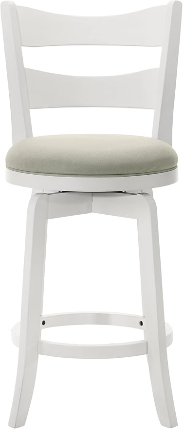 Armen Living Blair 26 in. Matte White Counter Height Rubberwood Swivel Barstool - Image 3