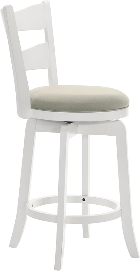 Armen Living Blair 30 in. Matte White Bar Height Rubberwood Swivel Barstool - Image 8