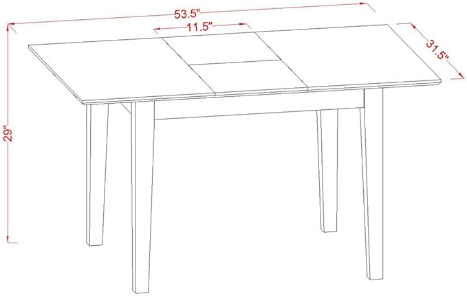 East West Furniture NOBR5-LWH-02 5 Piece Dining Table Set Includes a Rectangle - Image 4