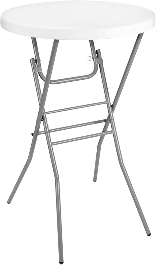 28in Cocktail Table White High Top Folding, Round Portable Bar Height Folding by Home
