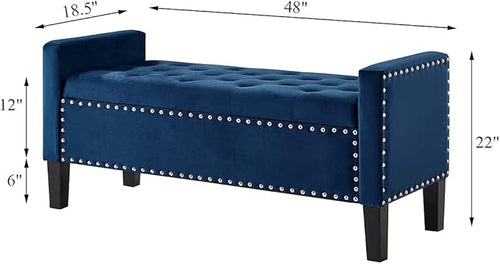 24KF Velvet Modern Upholstered Tufted Button Storage Bench - Image 2