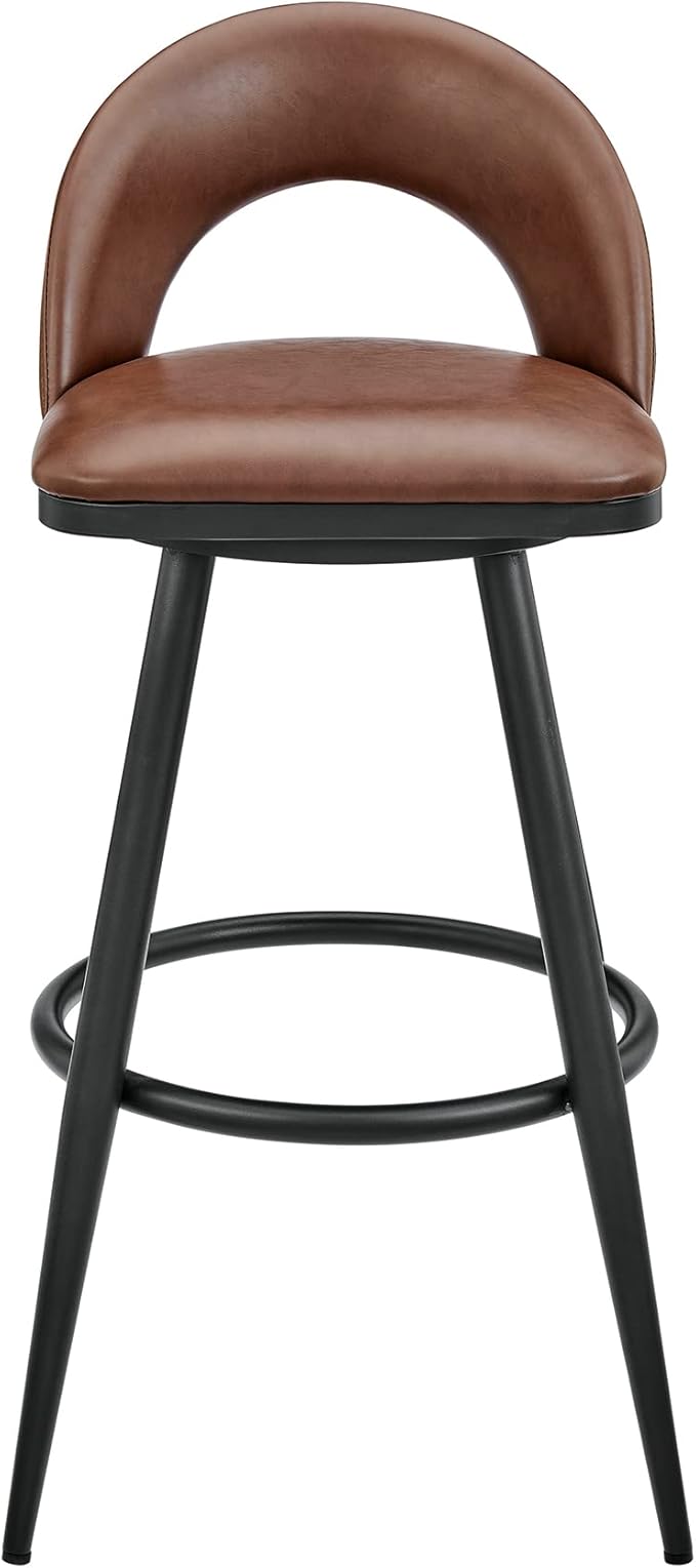 Armen Living Charlotte Swivel Bar Stool in Black Metal - Image 4