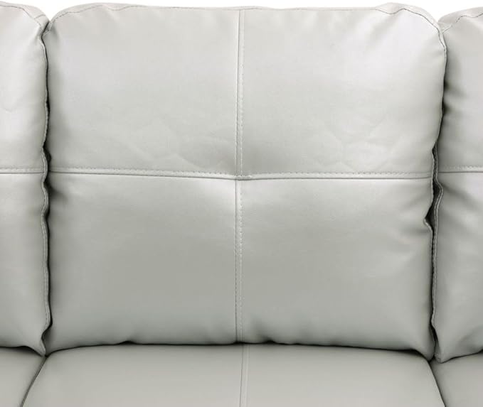 Silver Green L-Shaped 3-Piece Faux Leather Sofa - Image 6
