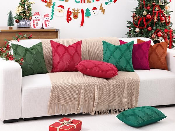decorUhome Throw Pillow Covers 24x24 Inch Set of 2, Soft Plush Faux Fur Wool - Image 9