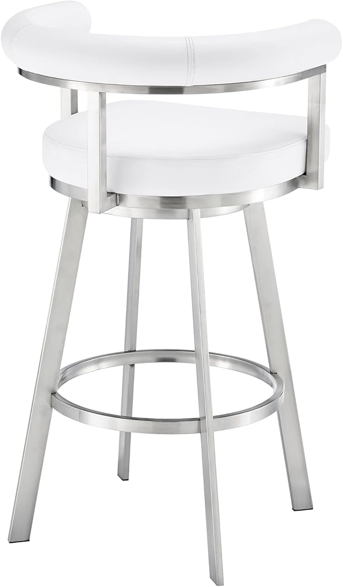Armen Living Magnolia Swivel Bar Stool in Brushed Stainless Steel - Image 6