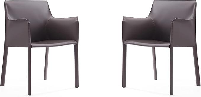 Manhattan Comfort Paris Modern Saddle Leather Dining Chairs, Metal Frame - Image 7