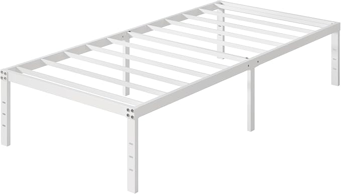 16 Inch White Twin Bed Frames No Box Spring Need, Metal Platform Bed Frame Twin - Image 9
