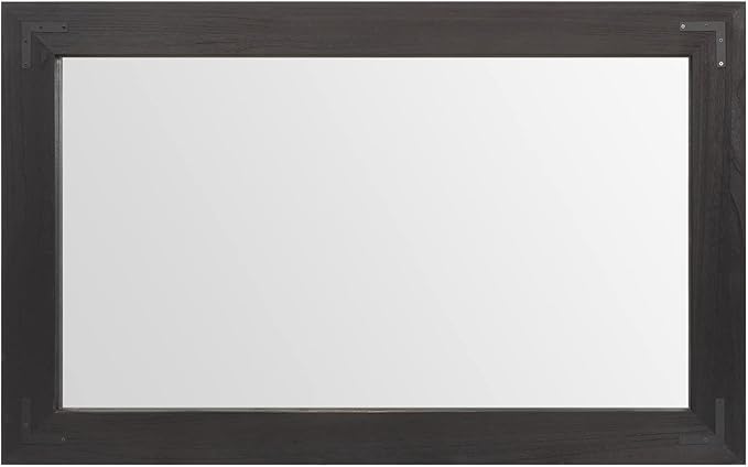 YOSHOOT Rustic Wooden Framed Wall Mirror, Natural Wood Bathroom Vanity Mirror - Image 4