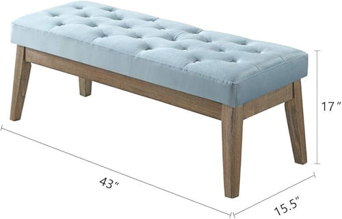 24KF Velvet Upholstered Buttons Tufted Entryway Bench - Image 2