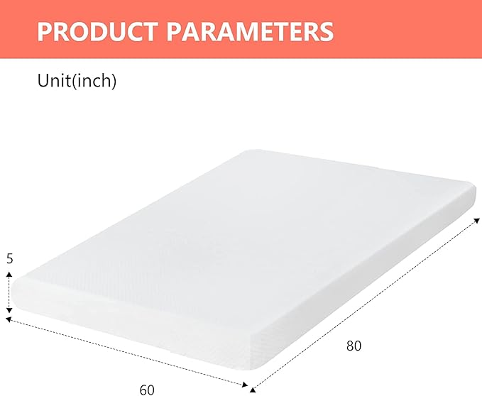 FDW | 5 Inch Queen Mattress | Medium Firm | Gel Memory Foam Mattress | White | - Image 7