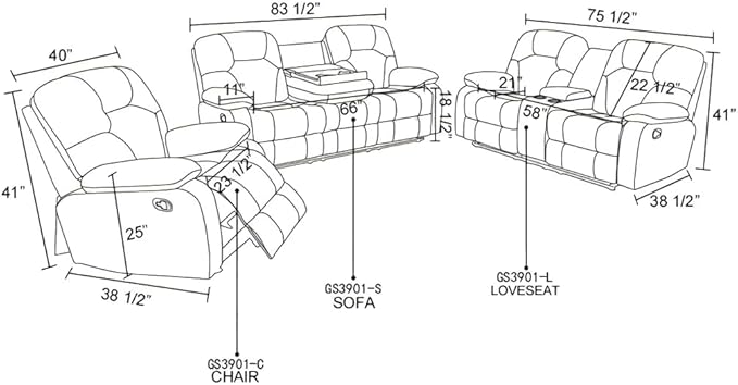 Manual Breathing Leather Recliner Sofa, Leather Recliner Couch, Comfortable - Image 3