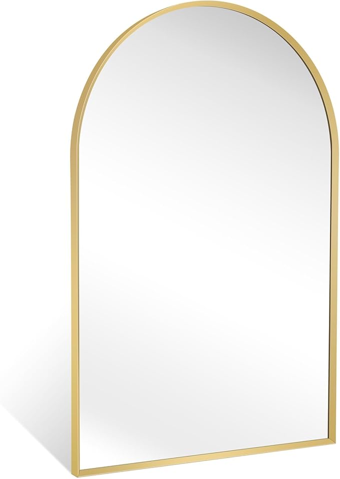 Large Gold Arched Mirror, Arched Top Bathroom Vanity Mirror by Minuover