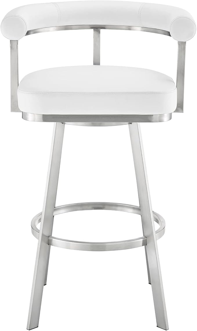 Armen Living Magnolia Swivel Bar Stool in Brushed Stainless Steel - Image 4