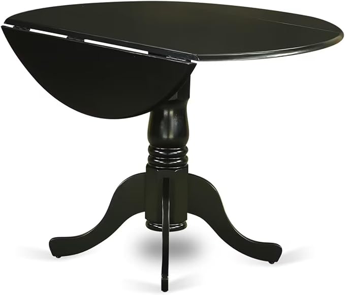 East West Furniture DLAN5-BLK-C 5 Piece Dining Room Table Set Includes a Round - Image 5