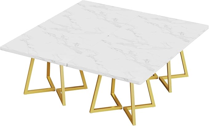 Tribesigns Square Dining Table for 10, 31.5" Modern White Dinner Table - Image 9