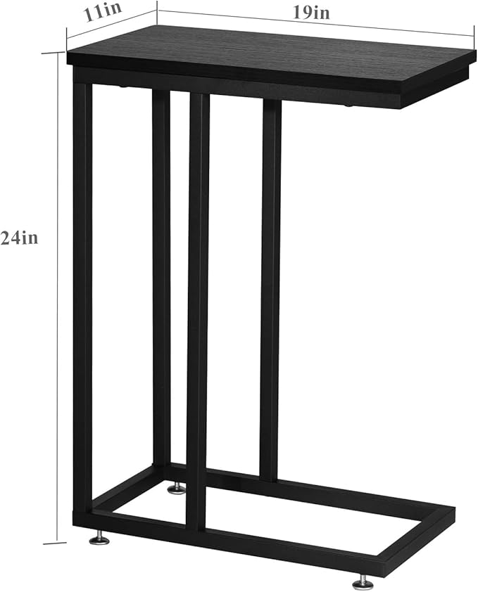 VECELO C Shaped End Side Table for Sofa Couch and Bed Snack TV Tray for Living - Image 8