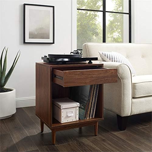 Crosley Furniture Liam Mid-Century Record Storage Console Cabinet, Walnut & - Image 7