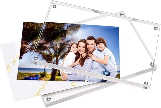 HELPLEX Acrylic Frames, 2 Pack 4x6, 20mm Thicker Frameless Clear Frame - Image 2