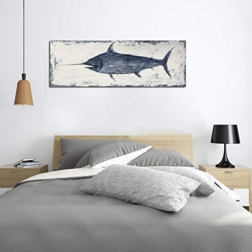 Yihui Arts Nautical Canvas Wall Art Animal Pictures Hand Painted Swordfish - Image 8