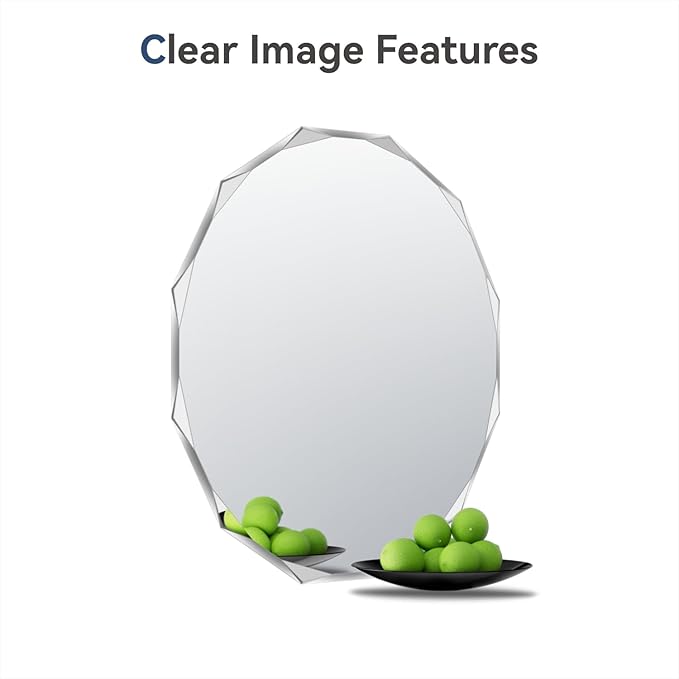 Single Beveled Edge Circle Mirror Frameless Wall Mount Bathroom Vanity Mirror - Image 3