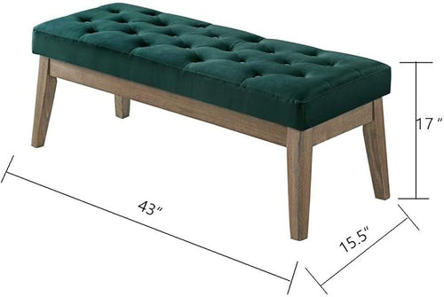 24KF Velvet Upholstered Buttons Tufted Entryway Bench - Image 2