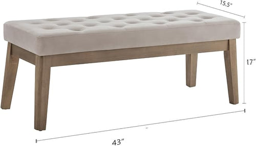 24KF Velvet Upholstered Buttons Tufted Entryway Bench - Image 2