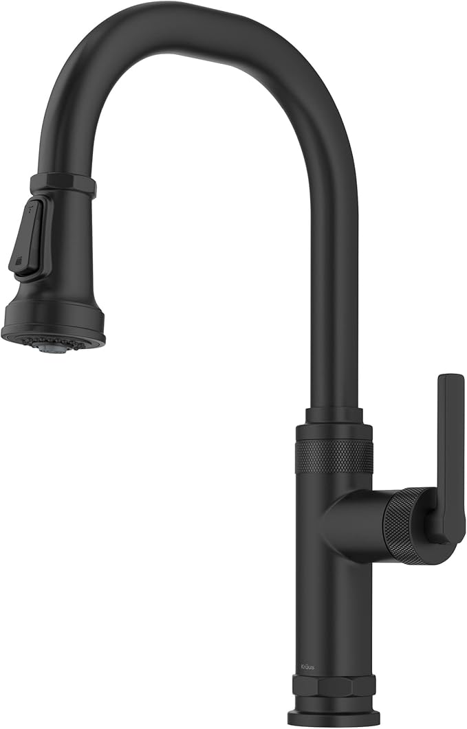 KRAUS Allyn Industrial Pull-Down Single Handle Kitchen Faucet in Matte Black by KRAUS