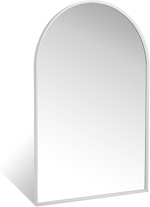 20" x 30" Silver Arched Mirror, Modern Aluminum Alloy Metal Frame, Arch by Minuover