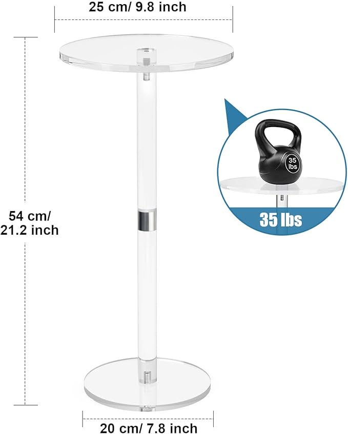 Acrylic End Table, 9.8" Round Modern Drink Table - Image 3