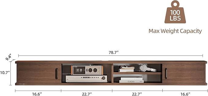 Floating TV Stand, Floating TV Shelf, Wall TV Cabinet, Floating Entertainment - Image 2