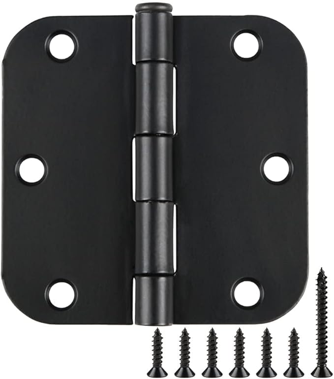 3 Pack Interior Matte Black Door Hinges Rounded 3.5 Inch x 3 1/2" Indoor Heavy by TDCHINGES