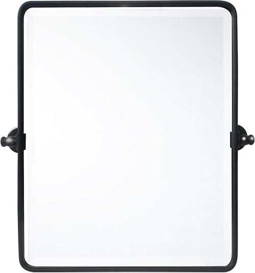 20 x 24 ‘’ Farmhouse Black Metal Framed Pivot Rectangle Bathroom Mirror Rounded by TEHOME
