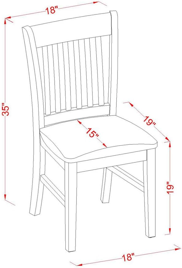 East West Furniture MZNO5-OAK-C 5 Piece Kitchen Table Set - Image 9