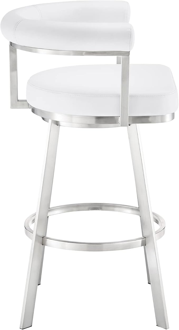 Armen Living Magnolia Swivel Bar Stool in Brushed Stainless Steel - Image 5