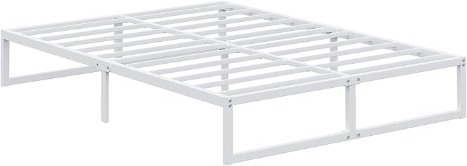 EMODA 12 Inch Full Size Bed Frame, Metal Platform White Bed Frame Full No Box - Image 9