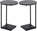 HDANI C Shaped End Table Set of 2, Couch Side Table That Slide Under, C Table by HDANI