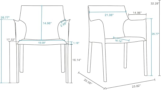 Manhattan Comfort Vogue Modern Faux Leather Dining Chairs, Metal Frame - Image 7