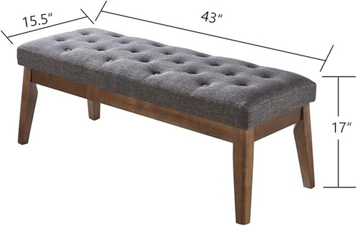 24KF Linen Upholstered Buttons Tufted Entryway Bench - Image 2