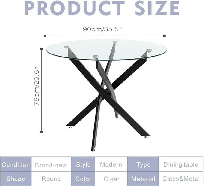 Round Tempered Glass Dining Table - Image 8