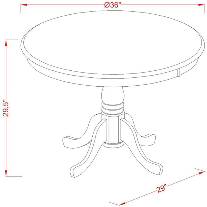 East West Furniture ANEN5-OAK-51 5 Piece Dinette Set Includes a Round Dining - Image 4