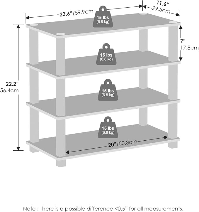 Furinno Turn-S-Tube 4-Tier Multipurpose Standing Shelves, Amber Pine/Black - Image 3