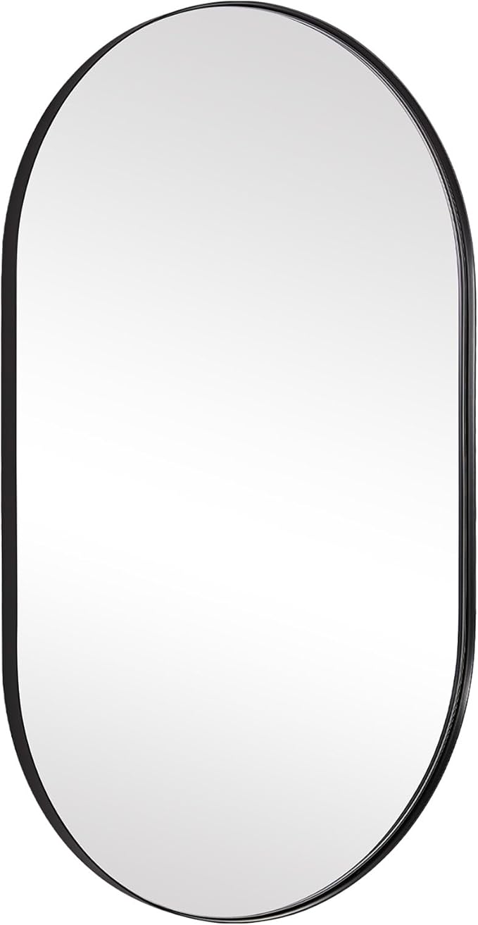 ANDY STAR Black Oval Mirror, 20x33’’ Oval Black Mirror Stainless Steel Metal by ANDYSTAR