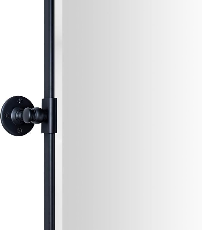 TEHOME 40x30'' Pivoting Bathroom Vanity Mirror Large Matt Black Metal Framed - Image 4