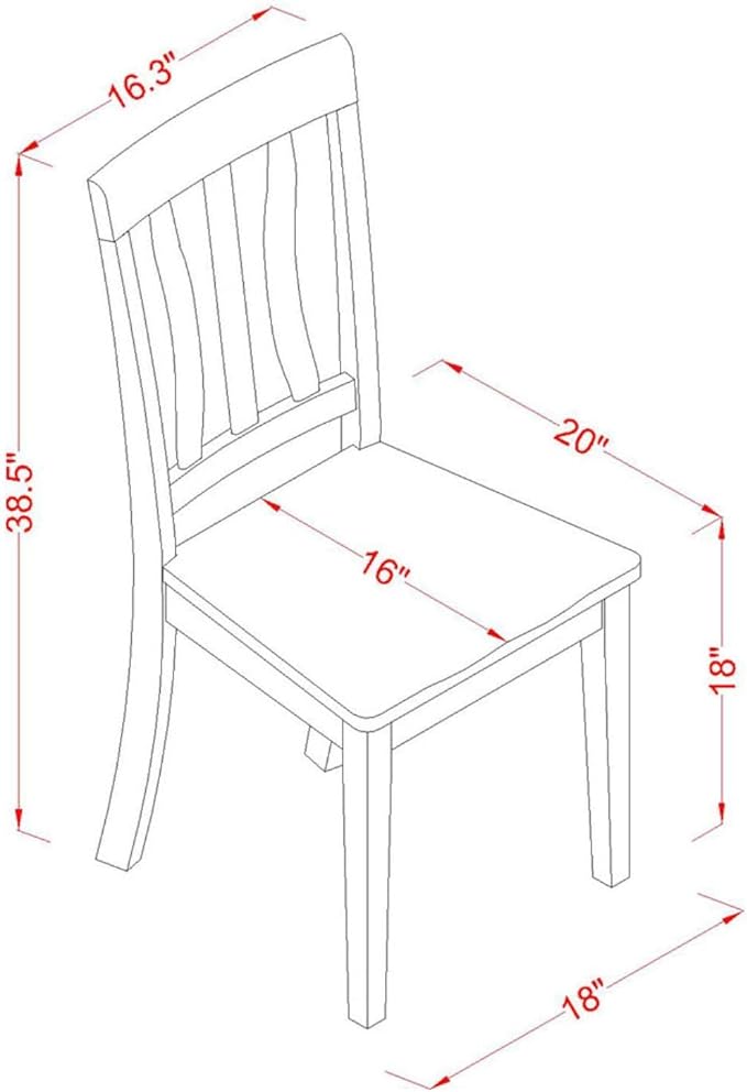 East West Furniture DLAN5-BCH-W 5 Piece Dinette Set - Image 5
