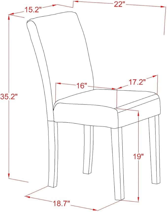 East West Furniture ANAB3-MAH-18 3 Piece Modern Dining Table Set Contains a - Image 12